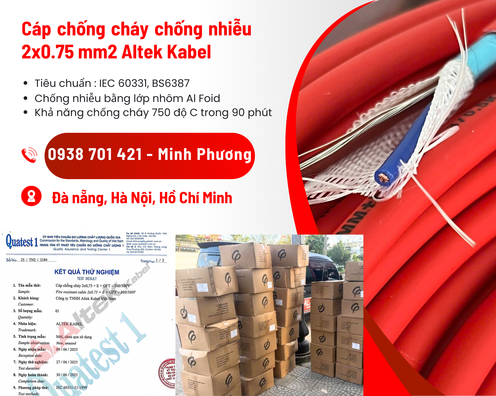 Cáp chống cháy chống nhiễu 2 lõi 0.75mm2 Altek Kabel Thanh Hóa, Nghệ An, Đồng Na